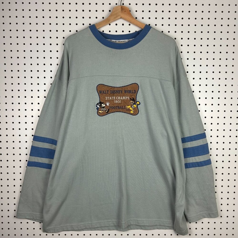 Walt Disney World Football State Champs T Shirt Jersey Large Gray Padded Elbow
